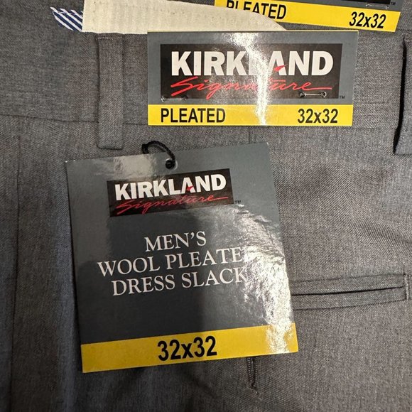 Kirkland Signature Men's Wool Pleated Dress Slack Pants,Light Grey,New With Tag - Picture 2 of 4